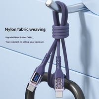 Câble de données tissé à affichage numérique, ligne de charge rapide 100W avec design transparent pour 16 têtes simples et double type-C