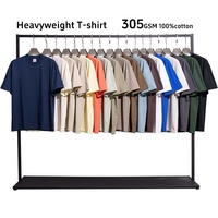 Kaos Streetwear OEM Heavyweight 305g Berkualitas Tinggi dengan Logo Custom, 100% Katun, Bordir Vintage, Ukuran Besar, Unisex