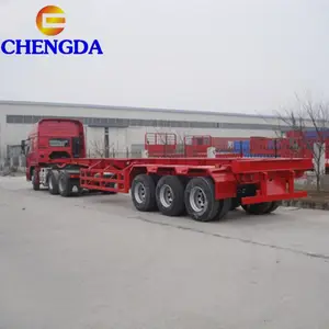 20Ft 40Ft 45Ft kontainer Trailer Flat Bed Deck Semi 3 AS udara atau suspensi mekanik kontainer pembawa Semi Trailer