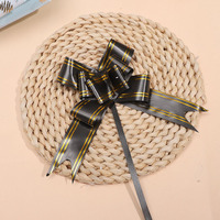 Ruban doré en papier décoratif pour cadeau, 50 mètres, 30MM, ruban avec fleurs peintes pour cadeau de mariage et fête d'anniversaire