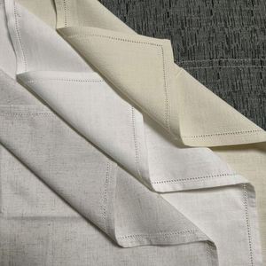 Wholesale 1cm Hemstitch Edge Drawnwork White Hotel Restaurant Dining Cotton <b>Linen</b> <b>Cloth</b> Napkin - Product Image 3