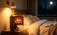 Cheminée électrique autoportante en métal 2000W avec effet de flamme LED, thermostat réglable, protection contre la surchauffe, style moderne pour hôtel