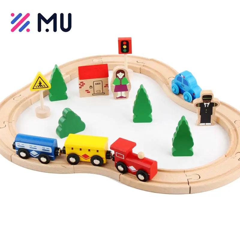 Großhandel Zug Set Eisenbahn spielzeug Bildungs fahrzeug Gleis Holz spielzeug für Kinder