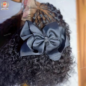 חדש 100% שיער אדם פאות 4 x4 חזית תחרה 8 אינץ אורך שיער קינקי מסולסל שיער פאות פאות מבריק לילדים - Product Image 2