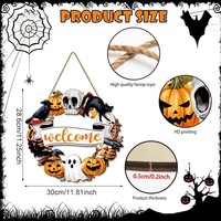 Pendentif de porte Halloween 2026, motif fantôme, chat noir, citrouille, plaque de bienvenue en bois style rustique, décoration d'intérieur, livraison directe