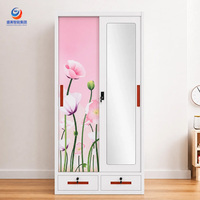 Armoire portable et armoire à portes coulissantes en acier - Installation facile, idéale pour les dortoirs universitaires et les logements temporaires