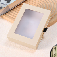 Boîte à tiroir rigide avec fenêtre, ruban imprimé personnalisé, emballage cadeau, conteneur de boutique recyclable, faible MOQ, DDP