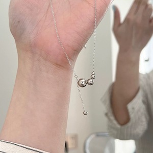 Collar de cuentas redondas de plata de ley S925 para mujer, cadena de 405 cm, uso diario, diseño indie de lujo - Product Image 4
