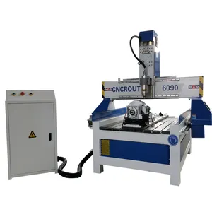 Máquina de gravação em madeira roteador 4 eixos 6090 atc cnc com preço rotativo