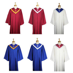 Robes de choeur cannelées senior à manches ouvertes personnalisées en gros robes de choeur avec étole de choeur réversible - Product Image 4