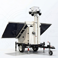 Remolque Solar Móvil con Barra de Remolque Plegable, Torre de Cámara con Mástil de 6 m para Seguridad en Eventos