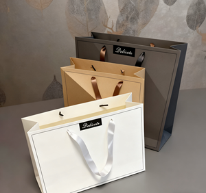 Sac en papier d'usine, logo imprimé personnalisé, sac en papier de luxe pour vêtements, sous-vêtements, boutique, sac cadeau recyclable avec ruban - Product Image 2