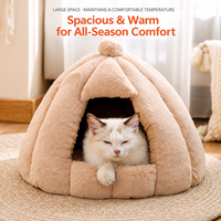 Coussin rond épais pour animaux de compagnie, vente en gros d'usine, nid semi-fermé chaud pour chats et chiens en hiver, literie douce et lavable pour animaux de compagnie