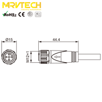 Konektor Ekstensi Kabel Listrik Otomatis Kontrol Industri Tipe IEC Overmoulded M12 Din Jantan Tahan Air IP67