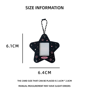 Porte-clés <span class=keywords><strong>photo</strong></span> en acrylique transparent avec clip, motif étoile scintillante, style coréen, pour carte d'identité, accessoires de mode - Product Image 6