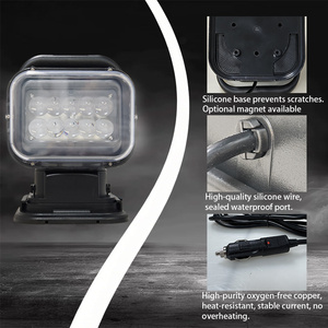 Projecteur <span class=keywords><strong>LED</strong></span> sans fil 12V avec télécommande, 360° °   Projecteur rotatif, lampe de travail portable tout-terrain et marine - Product Image 5