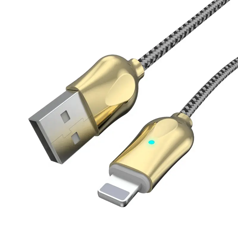 MOXOM אוטומטי ניתוק כבל USB LED אור מהיר טעינת נתונים Sync 8 פינים USB כבל