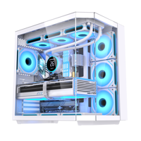 Boîtier d'ordinateur de jeu de bureau E-sport ATX de tour moyenne avec panneau en verre trempé panoramique double face, nouveau design 2026