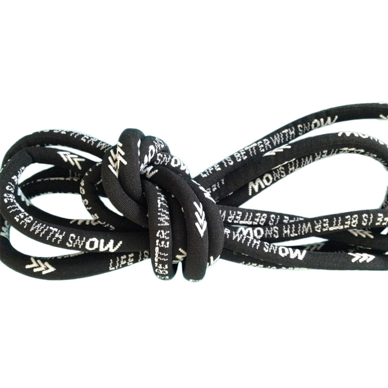 Подгонянный диаметр 6 мм черный круглый трубчатый нейлоновый жаккардовый шнур с логотипом шнур для одежды