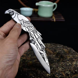 จีน Longquan ปลอมแปลงกุ้งฟูอุปกรณ์พิธีชงชาใบมีดชานกแก้วสแตนเลส - Product Image 2