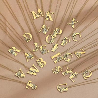 Nouveau collier pendentif simple en acier inoxydable avec 26 lettres en forme de fleur pour femmes