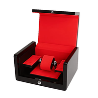 Boîte à montres en bois noir brillant personnalisée, boîte de rangement pour 3 montres avec doublure rouge, logo personnalisé, coffret cadeau écologique de luxe