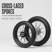 Kit de mise à niveau haute performance Sur-Ron Light Bee X Supermoto avec roues de 17 pouces et pneus de route 70/90-17 90/80-17 en aluminium CNC argenté