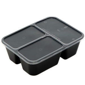 3 Compartment Takeaway Microwavable <b>Container</b> Disposable <b>Plastic</b> Food <b>Container</b> with Lid for Meal Fast Food - Product Image 2