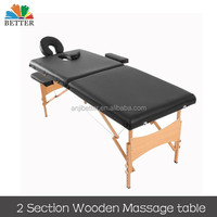 Table de Massage pliable à 2 sections à hauteur réglable Camillas De Masajes Cadre en bois robuste Salon de beauté Noir Spa Lit