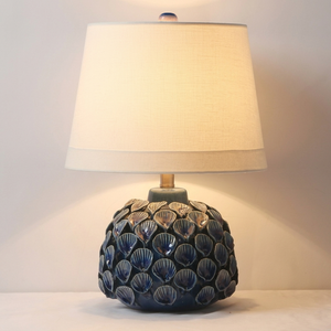 Coastal Scallop Relief Plug in Blue <b>Table</b> Lamp Ceramic <b>Table</b> Lamp Decorative <b>Table</b> Lamp for Living Room Bedroom - Product Image 4