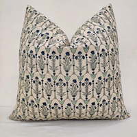 Housse de coussin imprimée en coton motif floral Indigo Sauge, style botanique vintage, pour chambre, canapé, décoration intérieure, vente en gros