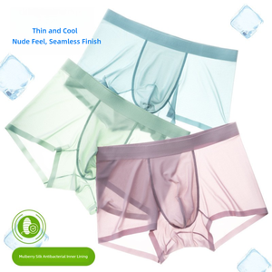 Summer <strong>New</strong> Ice Silk Men s Underwear Naked Feel Mid Waist 7A Antibacterial Mulberry Silk Crotch Wholesale - Product Image 3