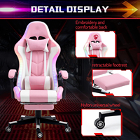 Échantillon gratuit Silla Gamer Fauteuil d'ordinateur multifonctionnel inclinable en cuir Fauteuil de joueur réglable Fauteuil de jeu rose avec LED RVB