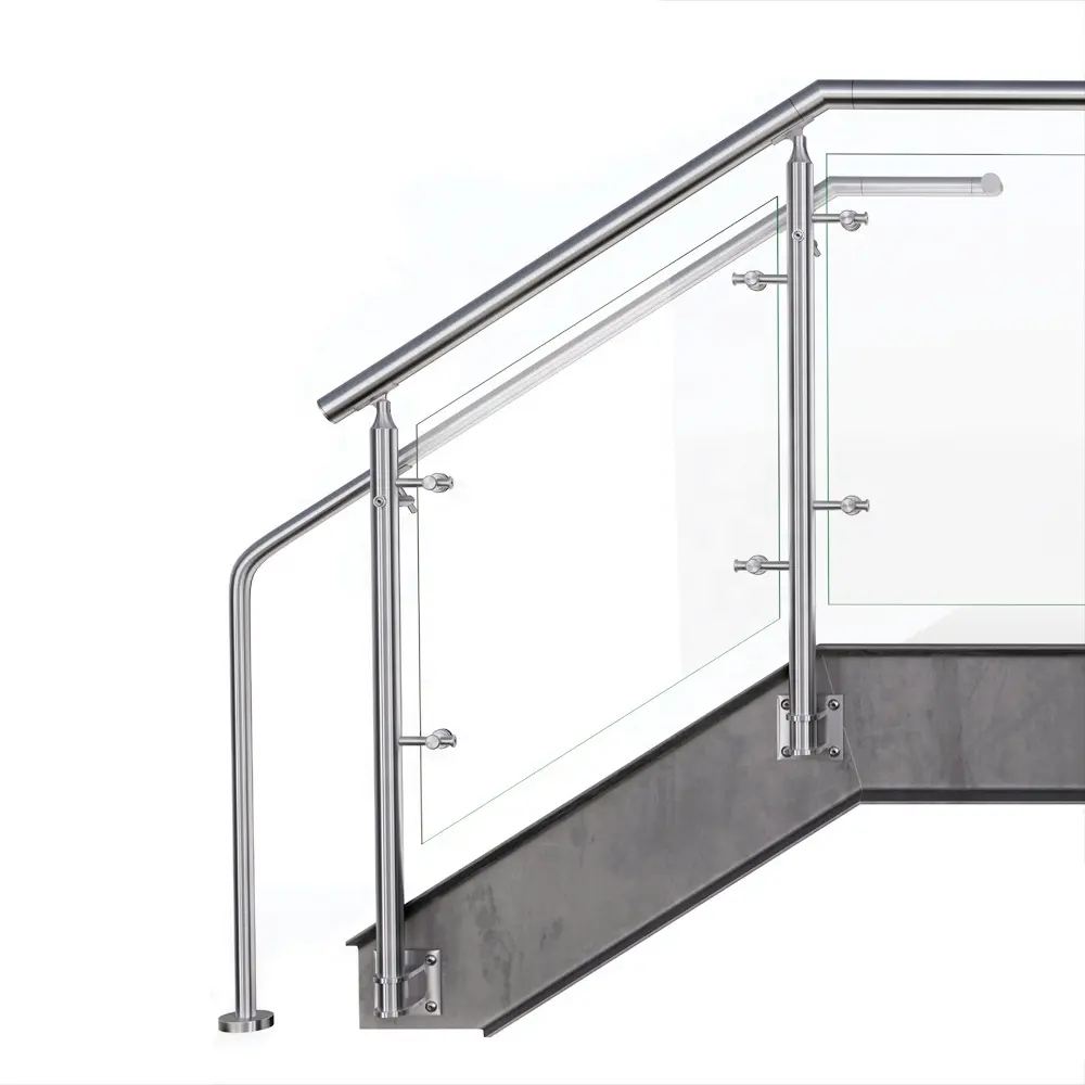 Barandilla de escalera de cemento moderna, barandilla de vidrio de acero inoxidable para balcón, balaustres, diseños de pasamanos