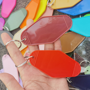 Tùy Chỉnh Logo Khách Sạn <span class=keywords><strong>Keychain</strong></span> Retro Cổ Điển Motel Thẻ Chìa Khóa Khuyến Mại Trống Nhựa Tag Vòng Chìa Khóa - Product Image 2