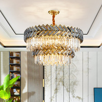 Lustre moderne pour hôtel, lampe de salon, cuisine, suspension en cristal gris, éclairage suspendu E14