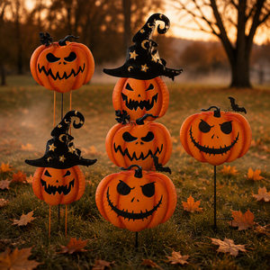 Juego <span class=keywords><strong>de</strong></span> 5 Estacas Metálicas Vintage <span class=keywords><strong>de</strong></span> Halloween para Jardín, Adornos Pintados <span class=keywords><strong>de</strong></span> Calabaza y Sombrero <span class=keywords><strong>de</strong></span> Bruja para Decoración <span class=keywords><strong>de</strong></span> Patio, Césped y Porche - Product Image 3