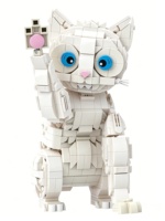 Kit de Construcción de Gato Adorable y Esponjoso, Juguetes Educativos para Niños, Manualidades, Regalo Coleccionable, Decoración, Modelo, Adorno
