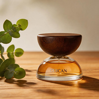 Nouveau modèle de flacons de parfum de luxe avec emballage personnalisé, forme semi-circulaire, couvercle en bois, 30 ml, 100 ml avec boîte, flacon de parfum en verre