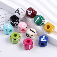 Perles cubiques en acrylique de 11 mm, couleur unie, imprimées avec des points d'interrogation et des points d'exclamation, grand trou pour bracelet, collier, chaîne de téléphone DIY RT2652