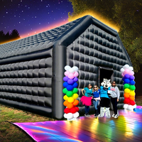 Vente d'usine - Tente de fête gonflable pour discothèque en tissu Oxford noir 16,5x20 pieds avec souffleur électrique