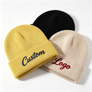 Gorro <span class=keywords><strong>de</strong></span> Punto Personalizado con Logotipo Bordado, Cálido y Acogedor para <span class=keywords><strong>Invierno</strong></span>, 100% Acrílico, Venta al por Mayor, Cómodo y Elástico - Product Image 1