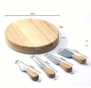 Juego de 4 utensilios de acero inoxidable transfronterizos con cuchillo de queso y espátula de metal, en caja de regalo de madera de caucho - Product Image 4