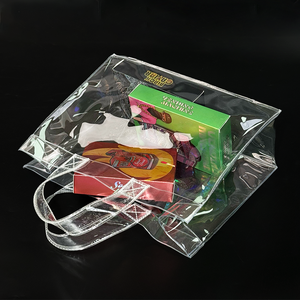 Großhandel transparente <span class=keywords><strong>PVC</strong></span> Einkaufstaschen Verpackung-wasserdichte Kunststoff-Geschenkt üten für Lebensmittel mit benutzer definierten Logo-Druck - Product Image 4