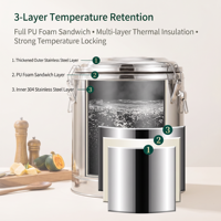 Bouilloire isotherme commerciale Liyunda en acier inoxydable grande capacité, qualité alimentaire 304, double paroi, pour riz, lait de soja, soupe