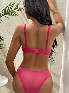 Marque privée Prix compétitif Femmes chinoises en sous-vêtements <span class=keywords><strong>Sexy</strong></span> Mesh Underwire <span class=keywords><strong>Sexy</strong></span> Bra & Slip Sets Calcinha Transparente - Product Image 3
