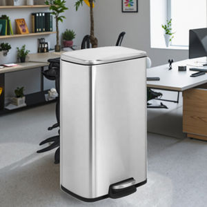 سلة مهملات Sunshine Square سعة 12 لترًا من الفولاذ المقاوم للصدأ للاستخدام الداخلي والخارجي، مزودة بدواسة قدم ومستشعر للحركة، مناسبة للمكتب والمنزل - Product Image 5