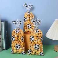 Bolsas de dulces con estampado de fútbol, bolsas de plástico para galletas para regalos de invitados, bolsa de favores de fiesta temática de fútbol de cumpleaños con lazos torcidos