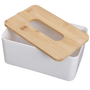 Boîte à mouchoirs créative pour bureau avec couvercle en bambou, pour la maison, la voiture, la salle de bain, en matériau PP - Product Image 4