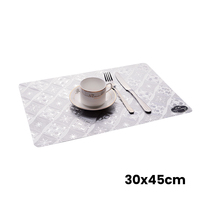 Napperons Métalliques RNPT en PVC 30x45cm Rectangulaires Argentés à Motif Facetté Coins Arrondis pour Tables de Restaurant
